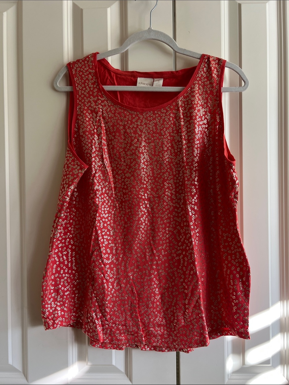 Chico's Orange and Gold Patterned Scoop Neck Tank (Chico’s Size 3 or XL)